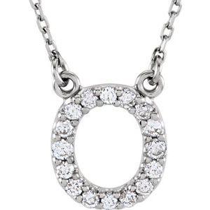 O Initial Diamond 16" Necklace 14K White Gold Ethical Sustainable Fine Jewelry Storyteller by Vintage Magnality