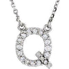 Q Initial Diamond 16" Necklace 14K White Gold Ethical Sustainable Fine Jewelry Storyteller by Vintage Magnality