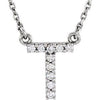 T Initial Diamond 16" Necklace 14K White Gold Ethical Sustainable Fine Jewelry Storyteller by Vintage Magnality