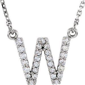 W Initial Diamond 16" Necklace 14K White Gold Ethical Sustainable Fine Jewelry Storyteller by Vintage Magnality