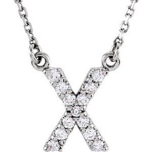 X Initial Diamond 16" Necklace 14K White Gold Ethical Sustainable Fine Jewelry Storyteller by Vintage Magnality