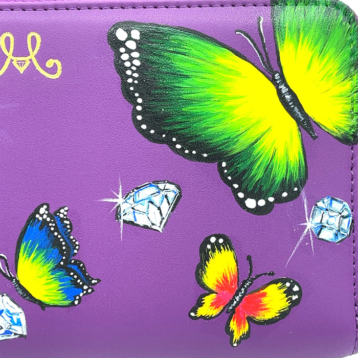 Hand Painted Butterflies & Bling Jewelry Travel Case Wallet by Oksana Sakal for Vintage Magnality