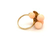 Sustainable Jewelry Vintage Ring Peach Coral Beads Gold Flower Diamond Cocktail Ring