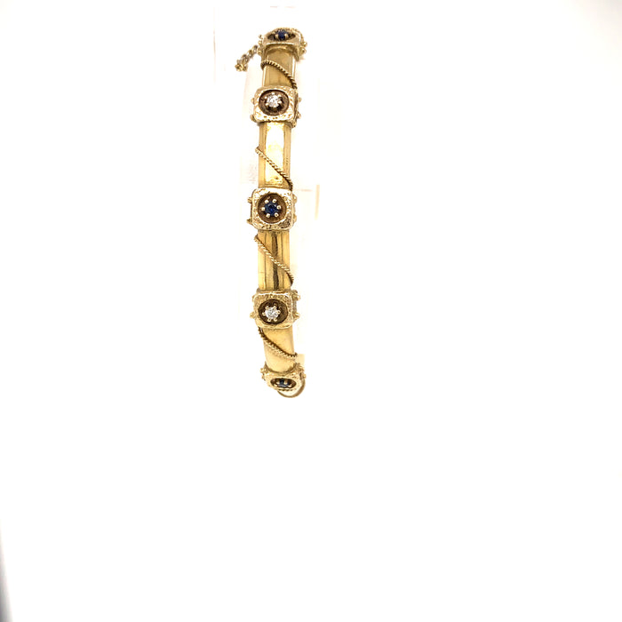 Yellow Gold Twisted Hinged Bangle Bracelet | 3mm