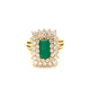 Vintage Emerald & Diamond 18K Yellow Gold Statement Ring