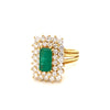 Vintage Emerald & Diamond 18K Yellow Gold Statement Ring