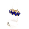 Sustainable Jewelry Vintage Ring Eternity Band 18K Yellow Gold Oval Cabochon Lapis Lazuli Diamonds One-Of-A-Kind