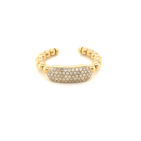 Sustainable Jewelry Vintage Ring One-Of-A-kind 14K Yellow Gold Cluster of 59 Diamonds Beaded Shoulder Design. 14K Gold Diamond Ring