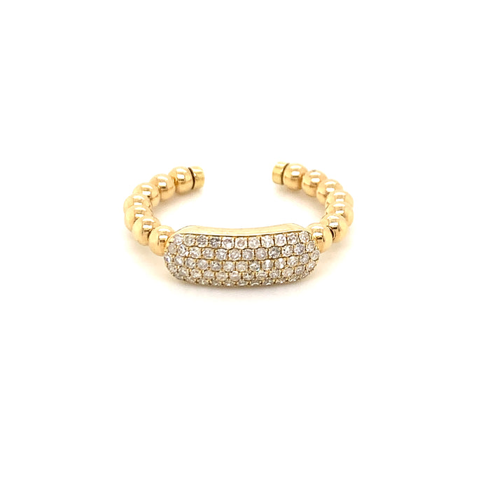 Sustainable Jewelry Vintage Ring One-Of-A-kind 14K Yellow Gold Cluster of 59 Diamonds Beaded Shoulder Design. 14K Gold Diamond Ring