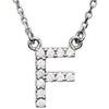 F Initial Diamond 16" Necklace 14K White Gold Ethical Sustainable Fine Jewelry Storyteller by Vintage Magnality