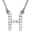 H Initial Diamond 16" Necklace 14K White Gold Ethical Sustainable Fine Jewelry Storyteller by Vintage Magnality