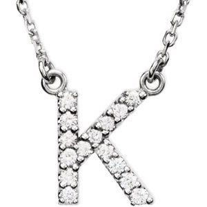 K Initial Diamond 16" Necklace 14K White Gold Ethical Sustainable Fine Jewelry Storyteller by Vintage Magnality