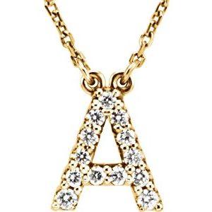 14K Yellow Gold Diamond A Initial 16" Necklace Ethical Sustainable Fine Jewelry Storyteller by Vintage Magnality