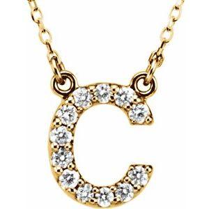14K Yellow Gold Diamond C Initial 16" Necklace Ethical Sustainable Fine Jewelry Storyteller by Vintage Magnality