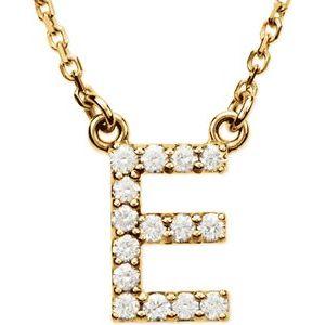 14K Yellow Gold Diamond E Initial 16" Necklace Ethical Sustainable Fine Jewelry Storyteller by Vintage Magnality