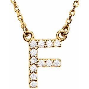 14K Yellow Gold Diamond F Initial 16" Necklace Ethical Sustainable Fine Jewelry Storyteller by Vintage Magnality