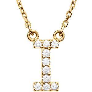 14K Yellow Gold Diamond I Initial 16" Necklace Ethical Sustainable Fine Jewelry Storyteller by Vintage Magnality