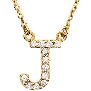 14K Yellow Gold Diamond J Initial 16" Necklace Ethical Sustainable Fine Jewelry Storyteller by Vintage Magnality