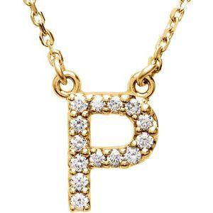 14K Yellow Gold Diamond P Initial 16" Necklace Ethical Sustainable Fine Jewelry Storyteller by Vintage Magnality