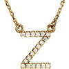 14K Yellow Gold Diamond Z Initial 16" Necklace Ethical Sustainable Fine Jewelry Storyteller by Vintage Magnality