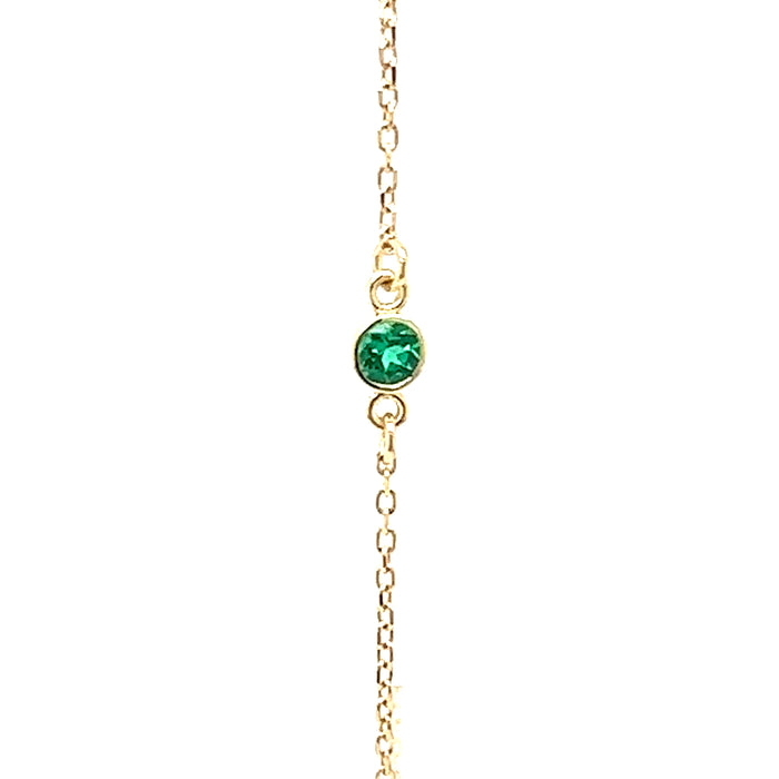 Lab-Grown Emerald Bezel-Set Bracelet in 14K Yellow Gold