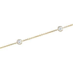 4MM Round Cubic Zirconia Station 18" Necklace  14K Yellow Gold Ethical Sustainable Fine Jewelry Storyteller by Vintage Magnality