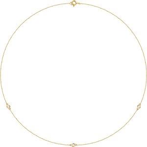 3 Station 2.5 MM 1/5 CTW Lab Grown Diamond Necklace 14K Yellow Gold