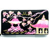 Hand Painted Pink & Gold Chinoiserie Jewelry Travel Case Wallet by Oksana Sakal for Vintage Magnality