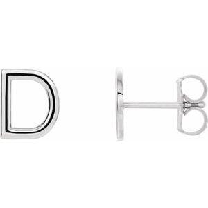 Personalized Initial Wear Everyday® Stud Earring Solid 14K White Gold A-Z