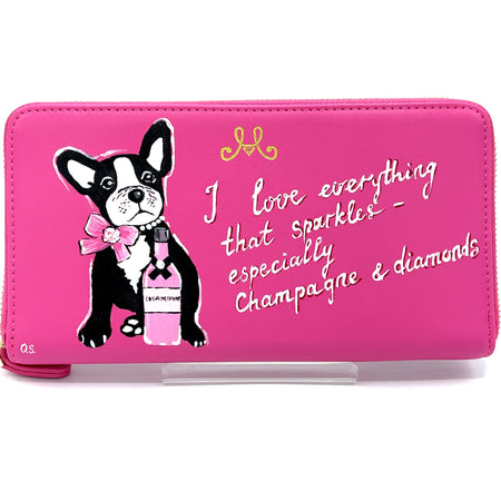 Hand Painted Frenchie & Champs Jewelry Travel Case Wallet by Oksana Sakal for Vintage Magnality