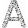 Natural Diamond Single Initial A Earring in 14K White Gold