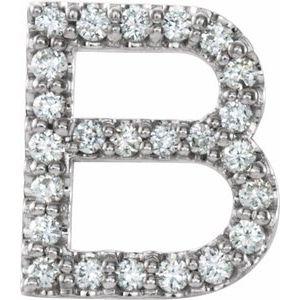 Natural Diamond Single Initial B Earring in Sterling Silver