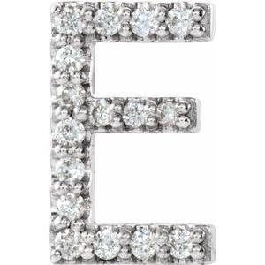Natural Diamond Single Initial E Earring in Sterling Silver