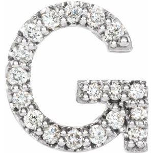 Natural Diamond Single Initial G Earring in Sterling Silver