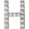 Natural Diamond Single Initial H Earring in Sterling Silver
