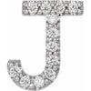 Natural Diamond Single Initial J Earring in Sterling Silver
