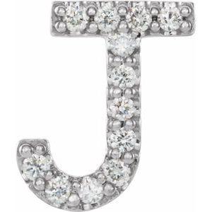 Natural Diamond Single Initial J Earring in 14K White Gold