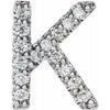 Natural Diamond Single Initial K Earring in Sterling Silver