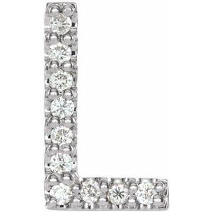 Natural Diamond Single Initial L Earring in 14K White Gold