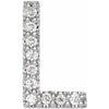 Natural Diamond Single Initial L Earring in Sterling Silver