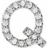 Natural Diamond Single Initial Q Earring in Sterling Silver