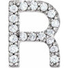 Natural Diamond Single Initial R Earring in Sterling Silver