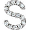 Natural Diamond Single Initial S Earring in Sterling Silver