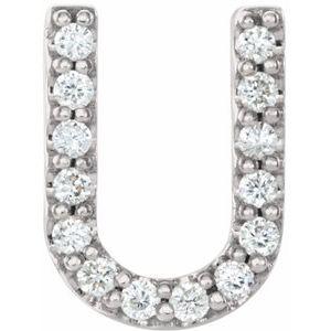 Natural Diamond Single Initial U Earring in 14K White Gold