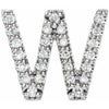 Natural Diamond Single Initial W Earring in 14K White Gold