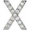 Natural Diamond Single Initial X Earring in Sterling Silver