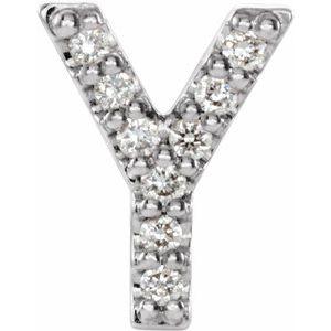 Natural Diamond Single Initial Y Earring in Sterling Silver