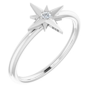 .03 CT Diamond Star Ring 14K White Gold Ethical Sustainable Fine Jewelry Storyteller by Vintage Magnality