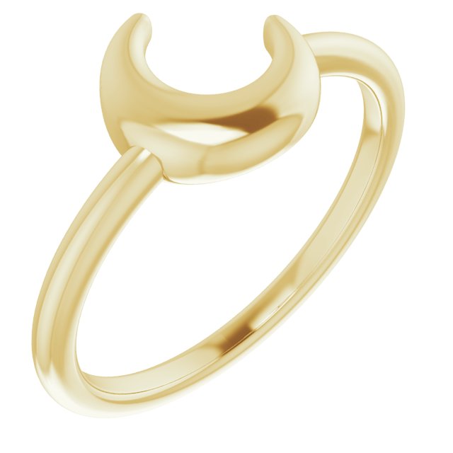 Puffed Crescent Moon Ring 14K Yellow Gold 