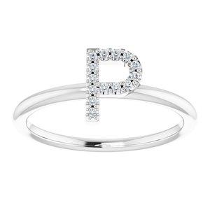 Diamond P Initial Ring Sterling Silver 302® Fine Jewelry Vintage Magnality
